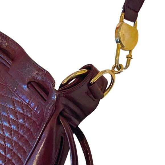 1163 Vintage New Bally Genuine Leather Crossbody Quilted Maroon Bag - Picture 3 of 10